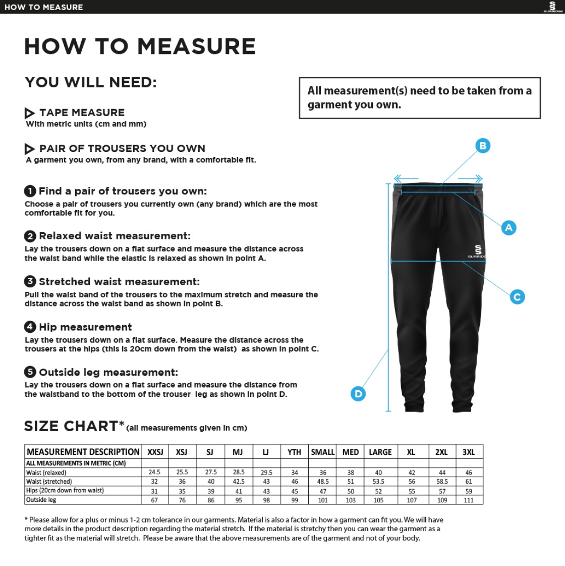 Rossendale FC - Dual Skinny Pant - Size Guide