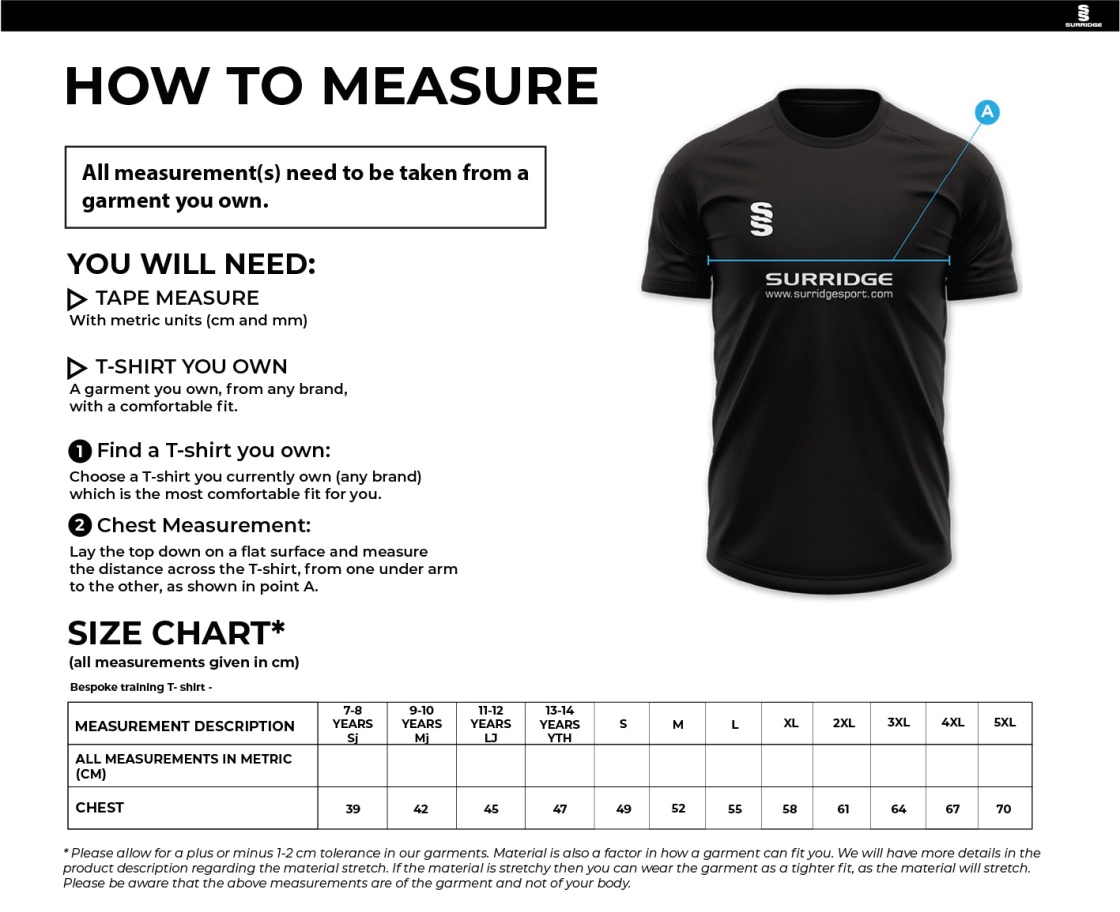 IMPACT T-SHIRT-Red - Size Guide