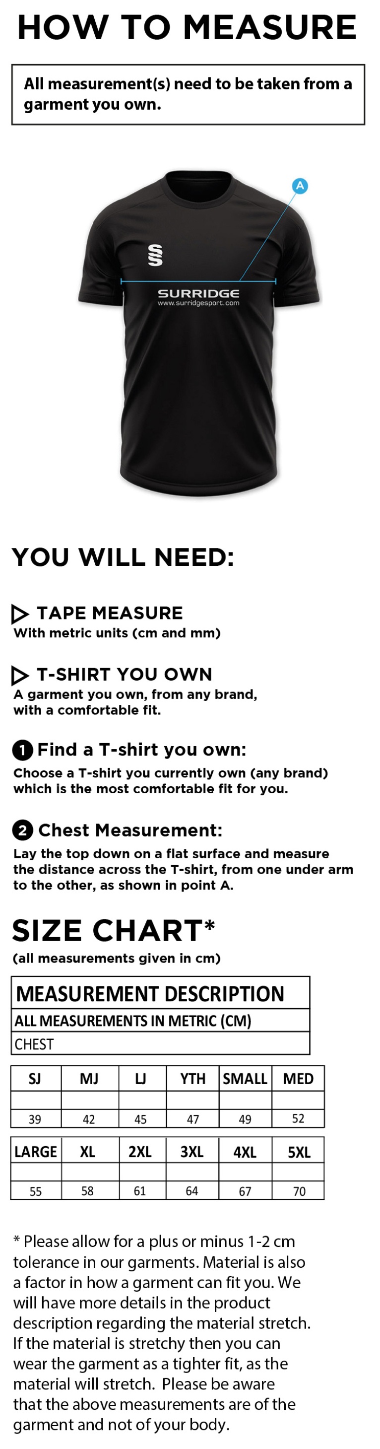 IMPACT T-SHIRT-Red - Size Guide